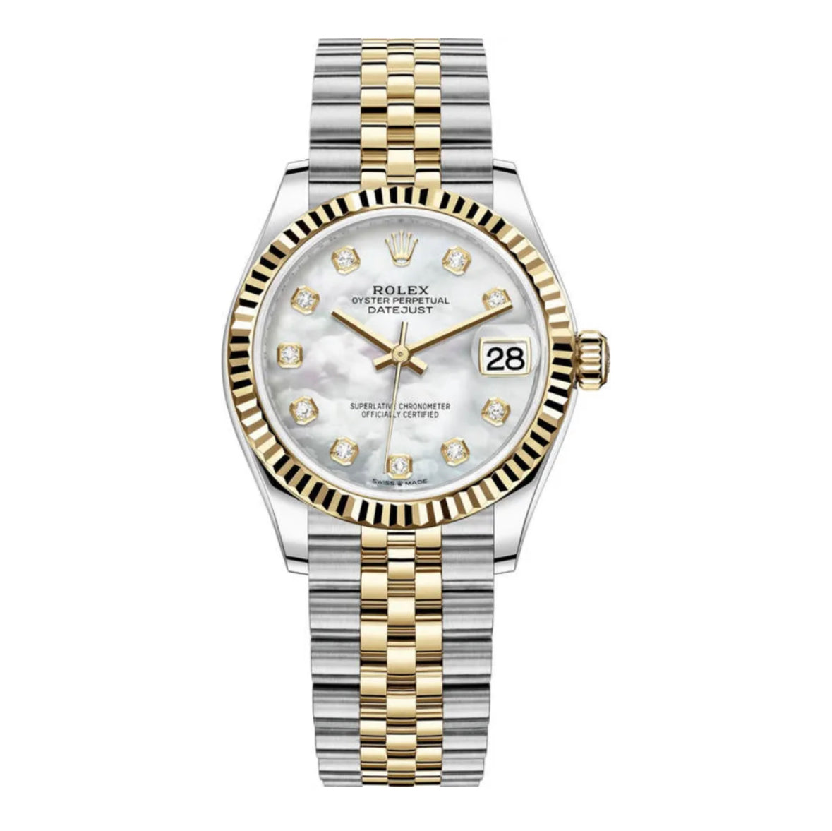 Datejust 31 Stainless Steel and Yellow Gold Mother of Pearl Diamond Dial Women's Watch - IP Empire Replica Watches