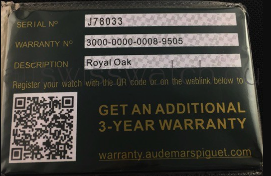 AP Replica Warranty cart, Custom Serial Number, Warranty Number and Description - IP Empire Replica Watches
