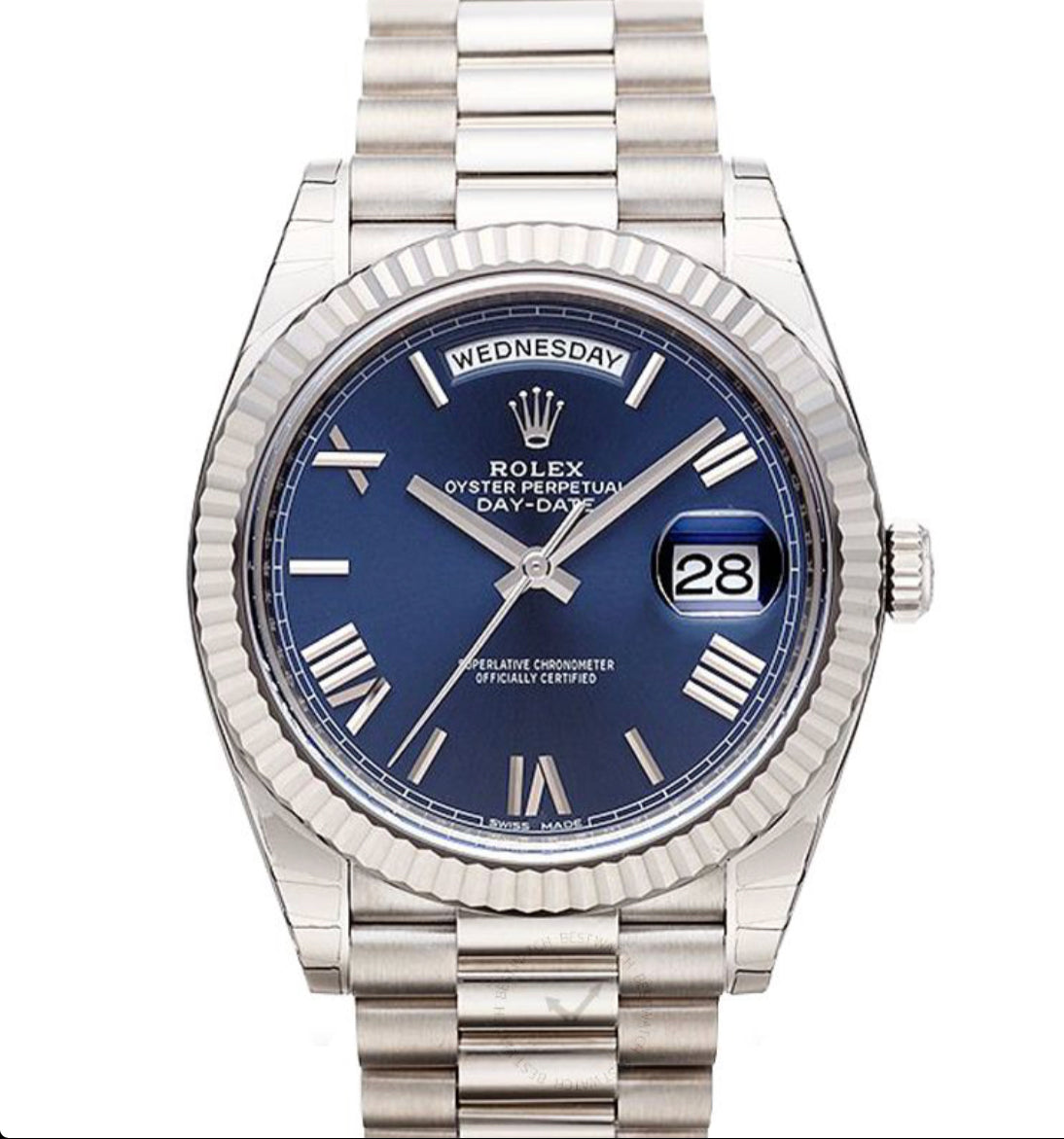 Replica Rolex Day-Date 40 Blue Dial 18K White Gold President Automatic Mens Watch 228239BLRP - IP Empire Replica Watches