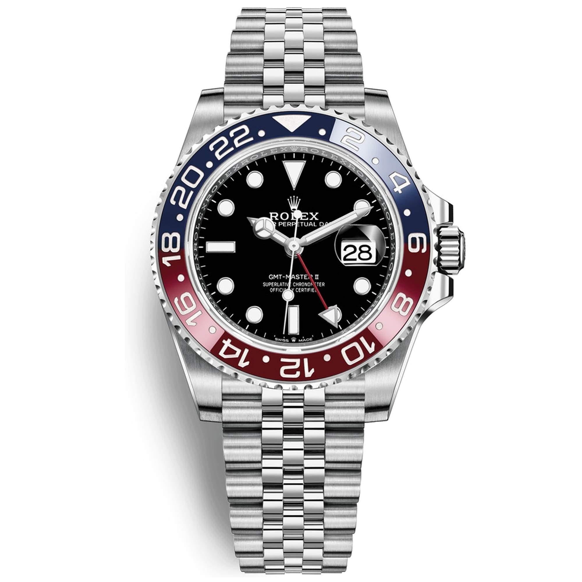 Replica Rolex GMT Master - Silver/Red/Blue (PEPSI) - Replica Swiss Clones Watches