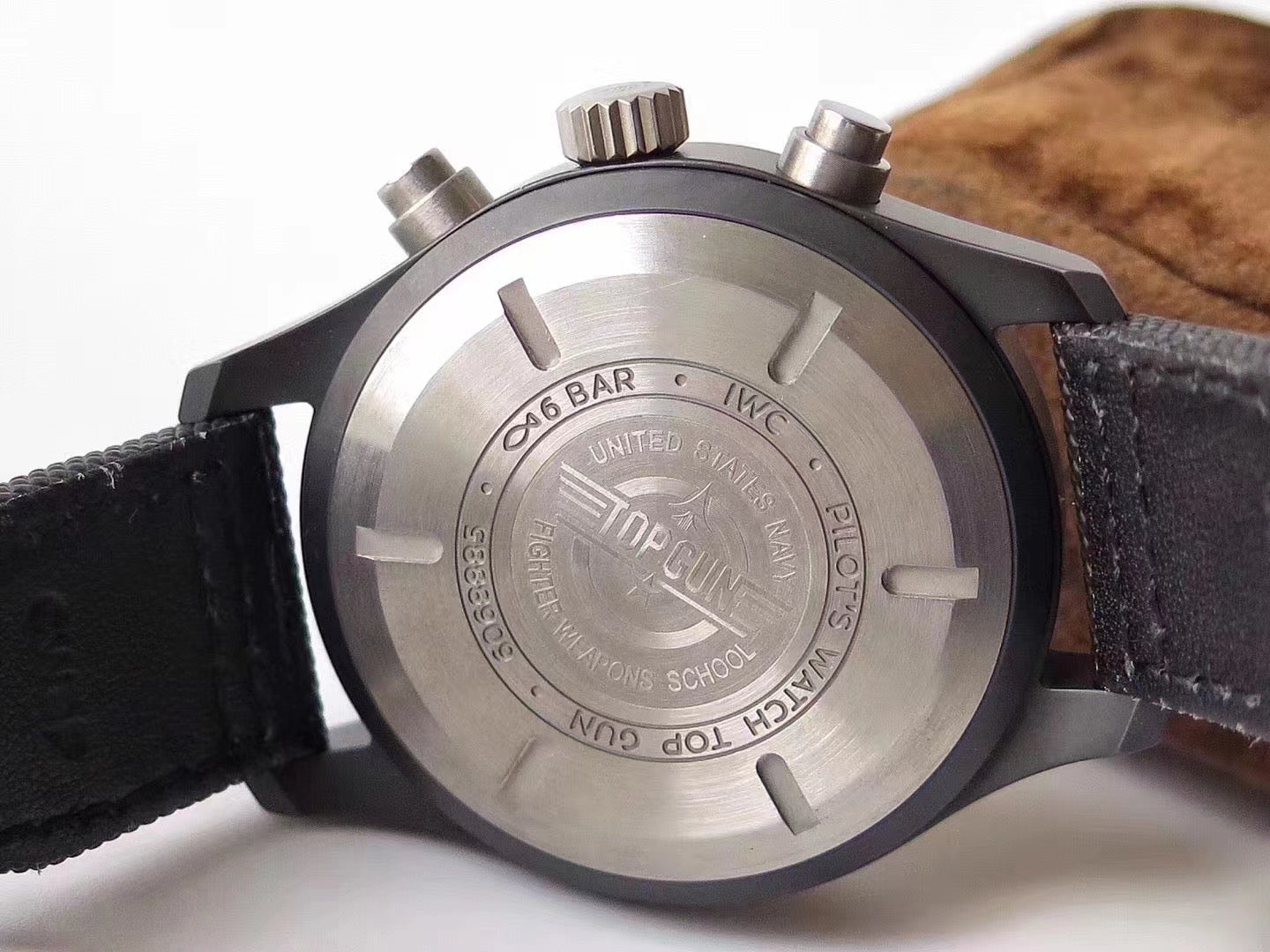 Replica IWC Pilot Top Gun Movie Chronograph IW389001 Ceramic Black Dial7750 2022 - IP Empire Replica Watches