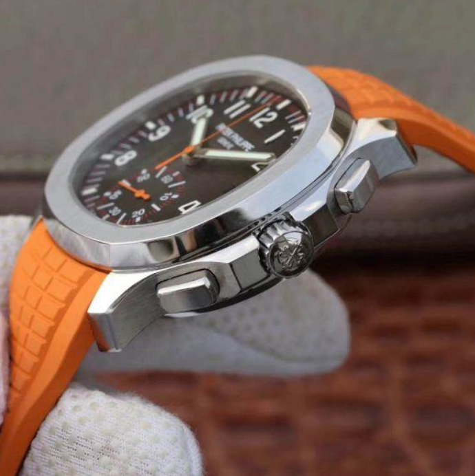 Patek Philippe Aquanaut Chronograph 5968A Orange Rubber Strap Black Dial - IP Empire Replica Watches