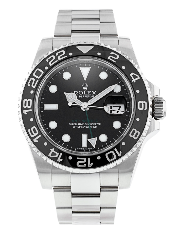 Replica Rolex GMT Master 2 - Silver/Black - Replica Swiss Clones Watches