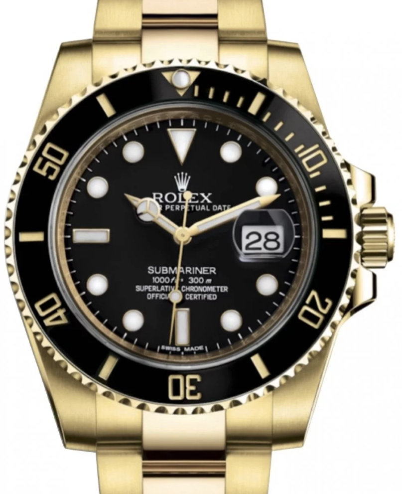 Replica Rolex Submariner - Gold/Black - Replica Swiss Clones Watches