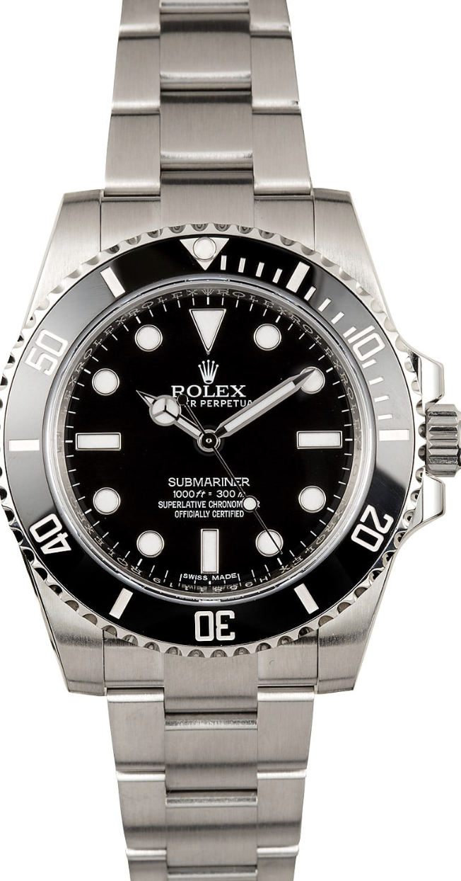 Replica Rolex Submariner Silver/Black No Date - Replica Swiss Clones Watches